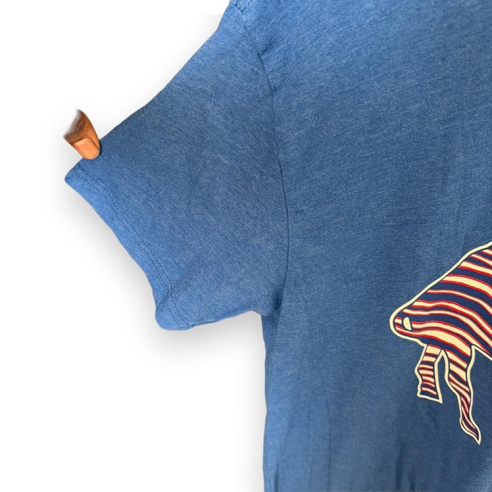 Blue t-shirt with white and red striped buffalo bills graphic - Picture 4 of 5